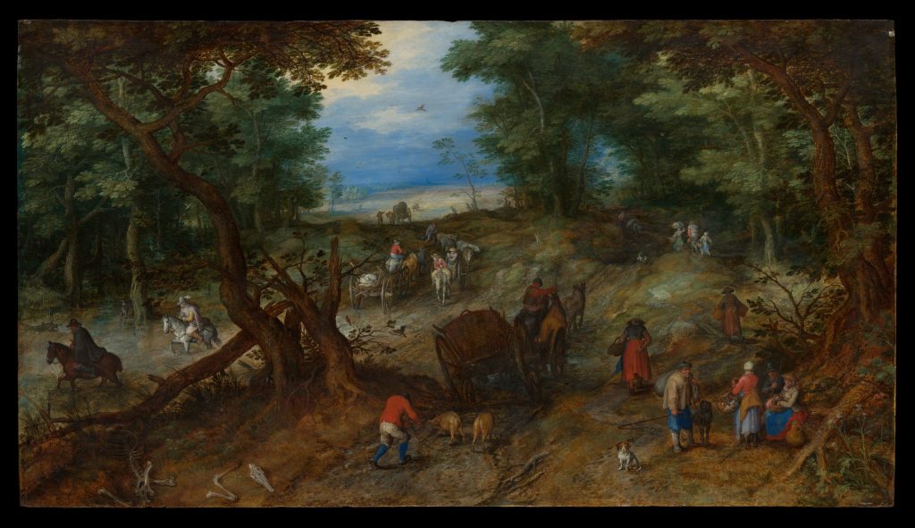 a-woodland-road-with-travelers