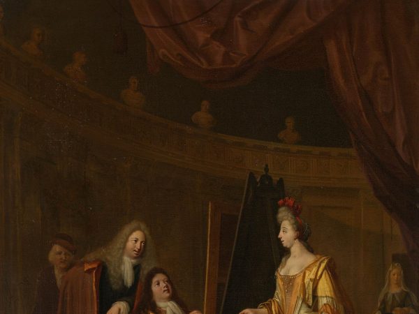 An Artist in his Studio, Painting the Portrait of a Lady