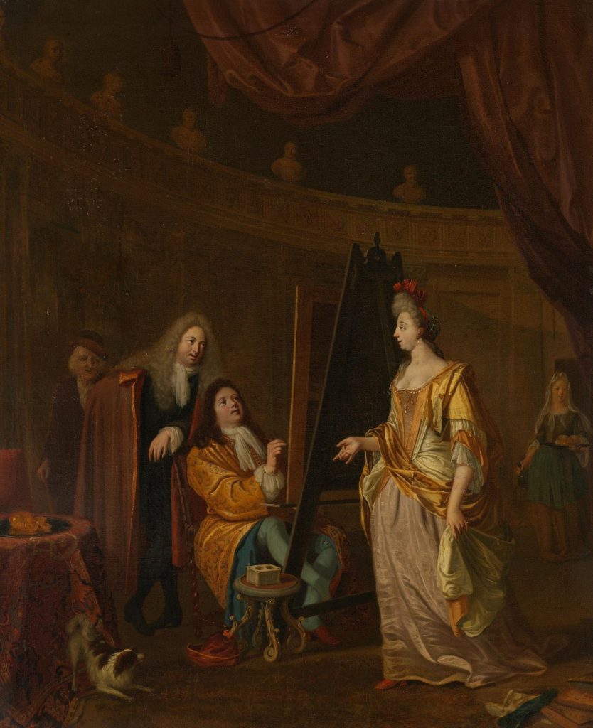An Artist in his Studio, Painting the Portrait of a Lady
