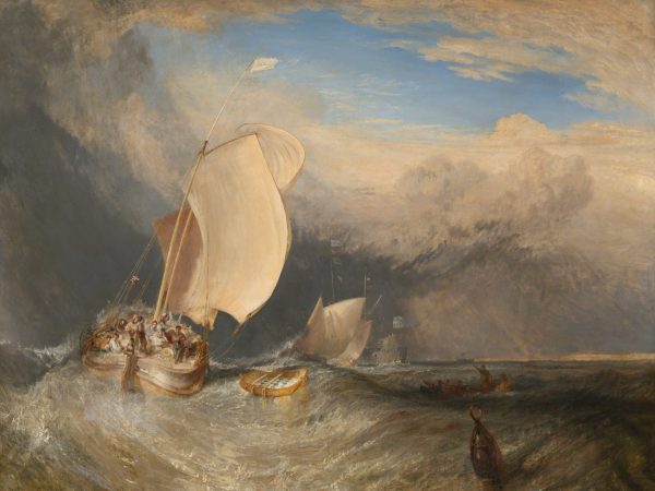 Fishing Boats with Hucksters Bargaining for Fish