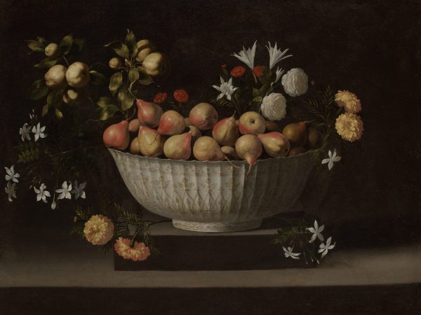 Flowers and Fruit in a Porcelain Bowl