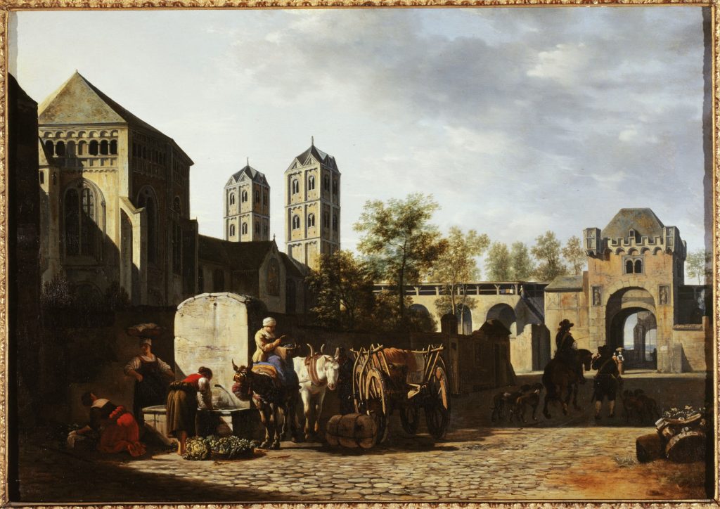 Fontaine publique et église Saint-Géréon à Cologne