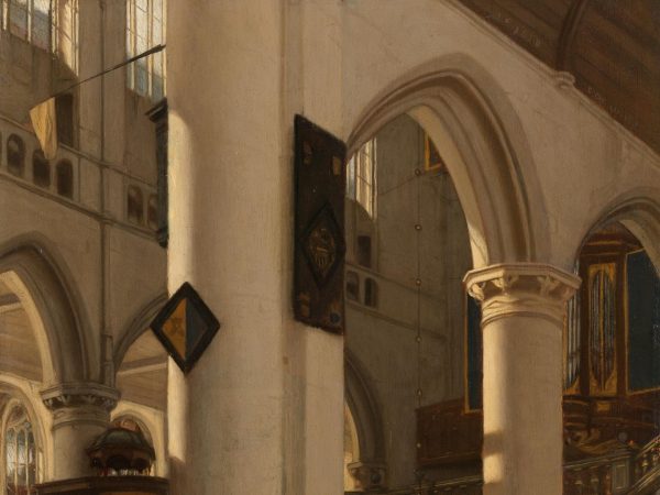Interior of a Protestant, Gothic Church during a Service