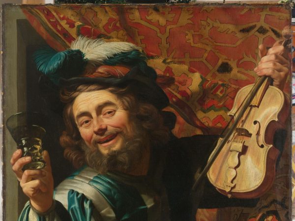 Merry Violinist with Wineglass