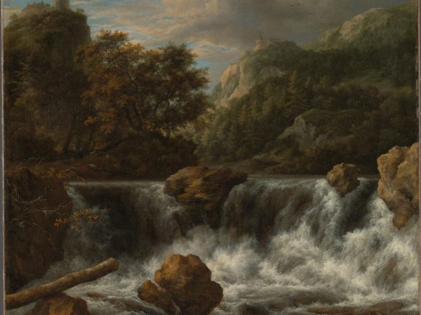 Mountainous Landscape with Waterfall