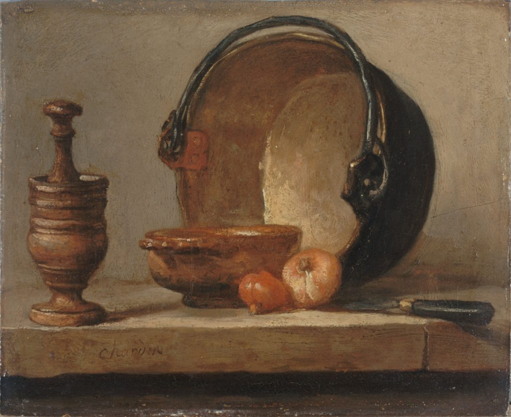 Nature morte au chaudron de cuivre