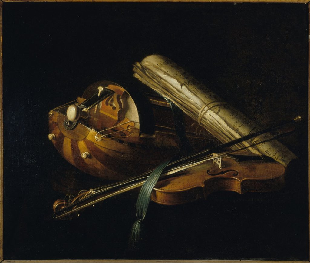Nature morte aux instruments de musique (violon et vielle)