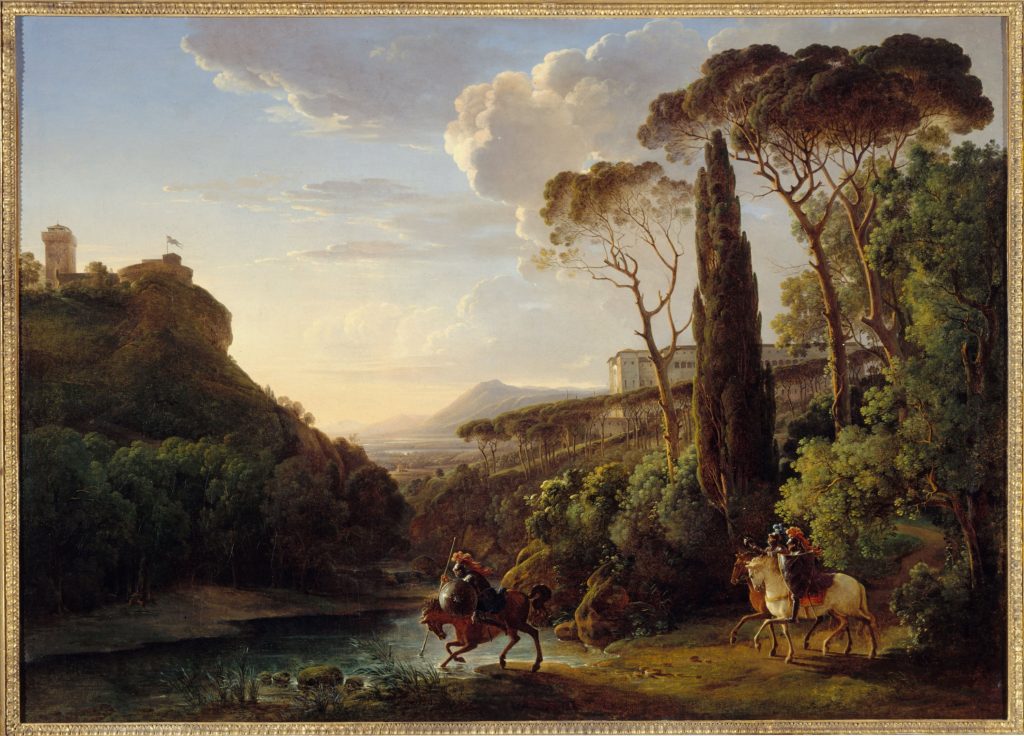 Paysage d'Italie avec trois chevaliers