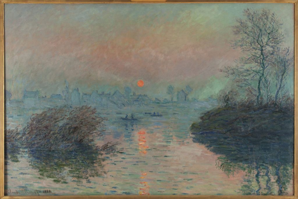 Soleil couchant sur la Seine à Lavacourt, effet d'hiver