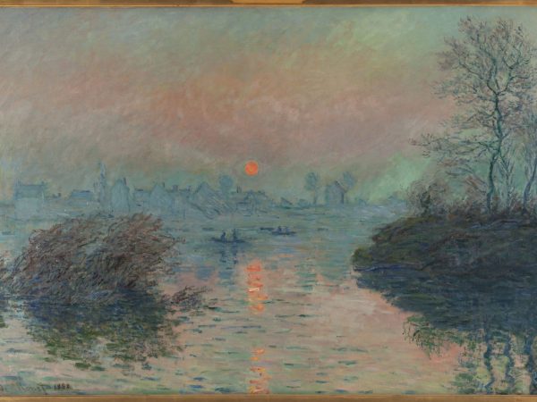 Soleil couchant sur la Seine à Lavacourt, effet d'hiver