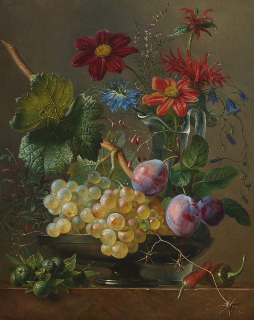Still Life with Grapes and Flowers