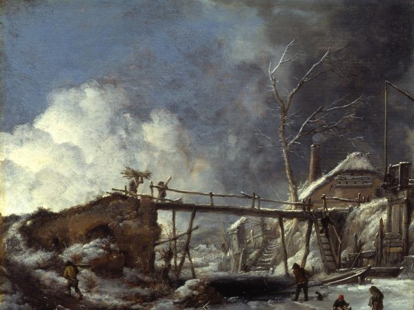 Winterlandschaft mit Holzsteg